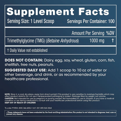 ProHealth Longevity TMG Pro 100g Polvo – – Función hepática: Participa en la desintoxicación del hígado, – Image 2