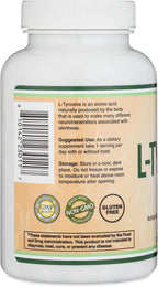 L-Tirosina 1.000 mg por dosis, 120 Cápsulas Vegetales (L-Tyrosine para Memoria, Atención y Enfoque) Aminoácido, Vegano, No-GMO por Double Wood