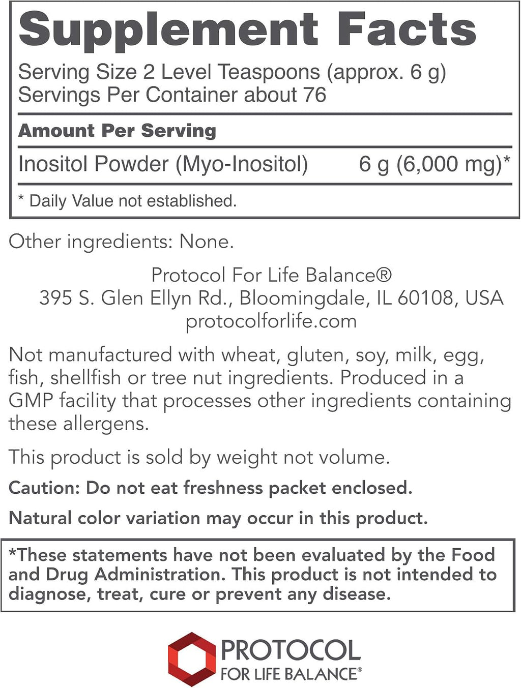 Protocol For Life Balance - Mio-inositol en polvo - Apoya un estado de ánimo saludable, bienestar emocional, comportamiento y función ovárica, aumento de energía y apoyo para el sueño - 1 lb (454 g)