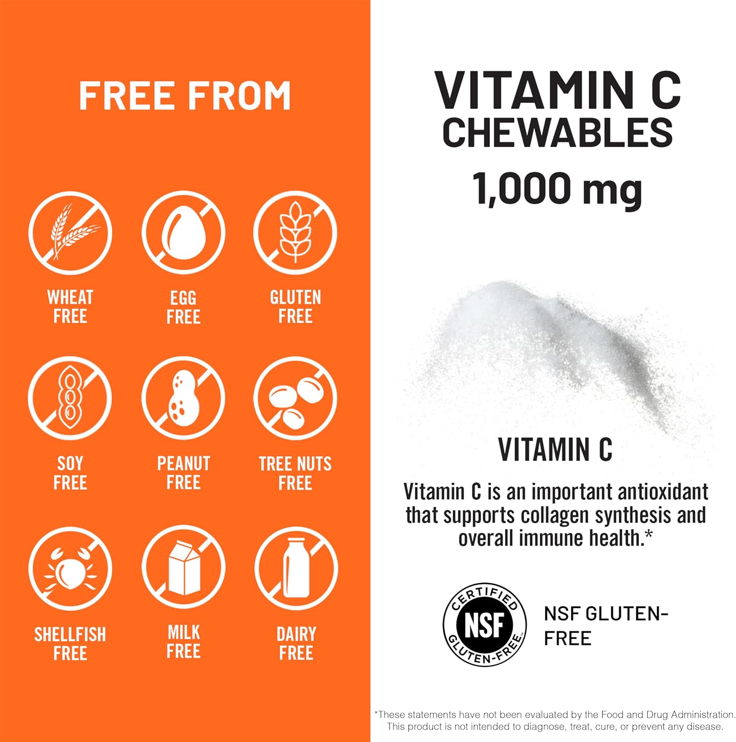 NatureWise Vitamina C Masticable 1000mg - Sabor Naranja Natural - 90 Comprimidos