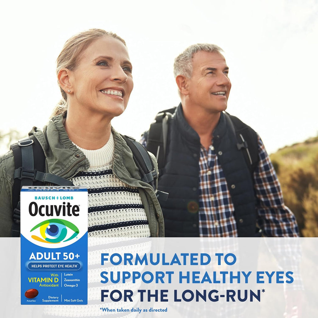 Ocuvite 50+ Complemento Alimenticio para la Visión con Omega-3, Zinc, Vitaminas C y E, Luteína y Zeaxantina - 50 Cápsulas Blandas