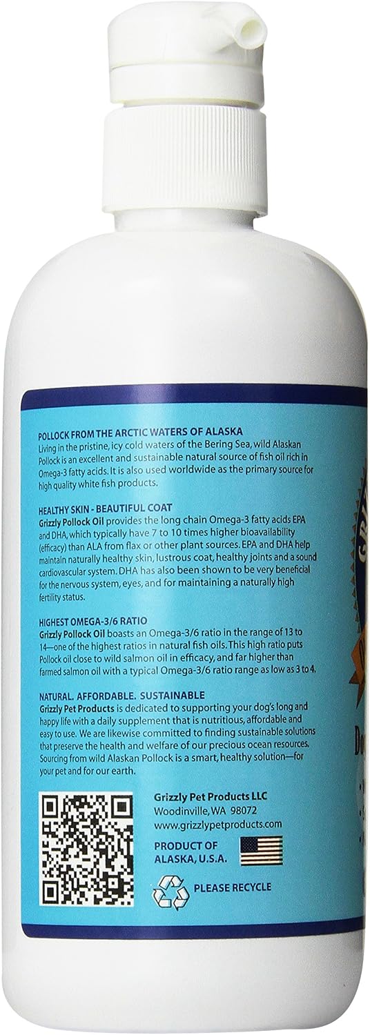 Grizzly Pollock Oil - Aceite de Abadejo para Perros, 473 ml