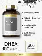 Carlyle DHEA 100mg - 300 Cápsulas para Mujeres y Hombres - No Transgénico y Sin Gluten