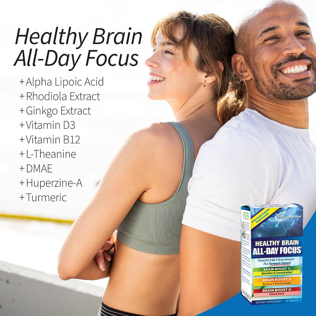Applied Nutrition Healthy Brain All-Day Focus - 50 Comprimidos (Pack de 2)