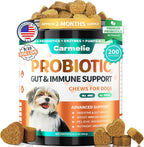 Probióticos para Perros Carmelie - Masticables con Enzimas Digestivas y Prebióticos (Pollo, 200 uds)