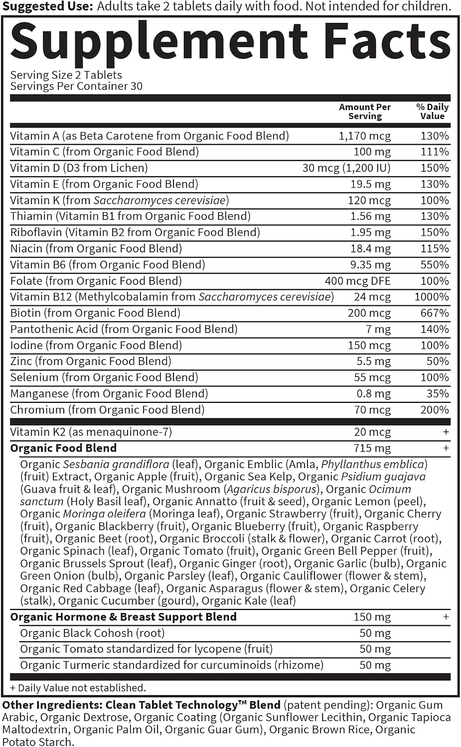 Garden of Life MyKind Multivitamínico orgánico para mujeres mayores de 40, 60 comprimidos