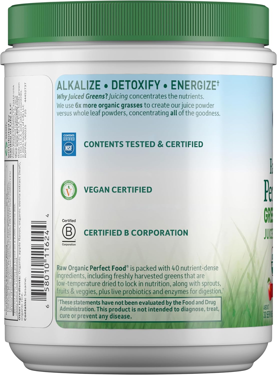 Garden of Life Raw Organic Perfect Food - Superalimento en Polvo Bio Lemon Ginger, 30 raciones