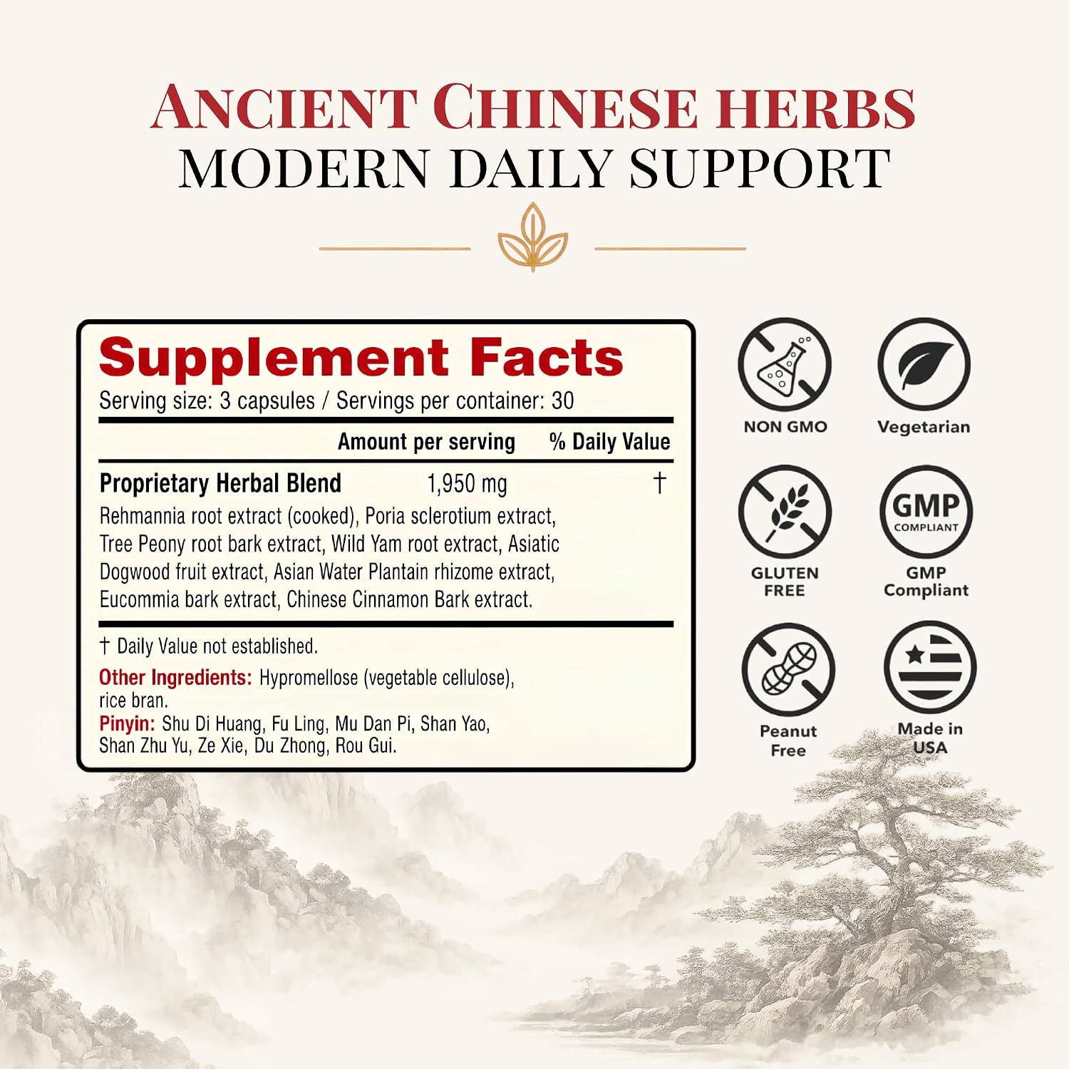 Health Concerns Rehmannia 8 - Complemento Alimenticio con Extractos de Hierbas Chinas - 90 Cápsulas