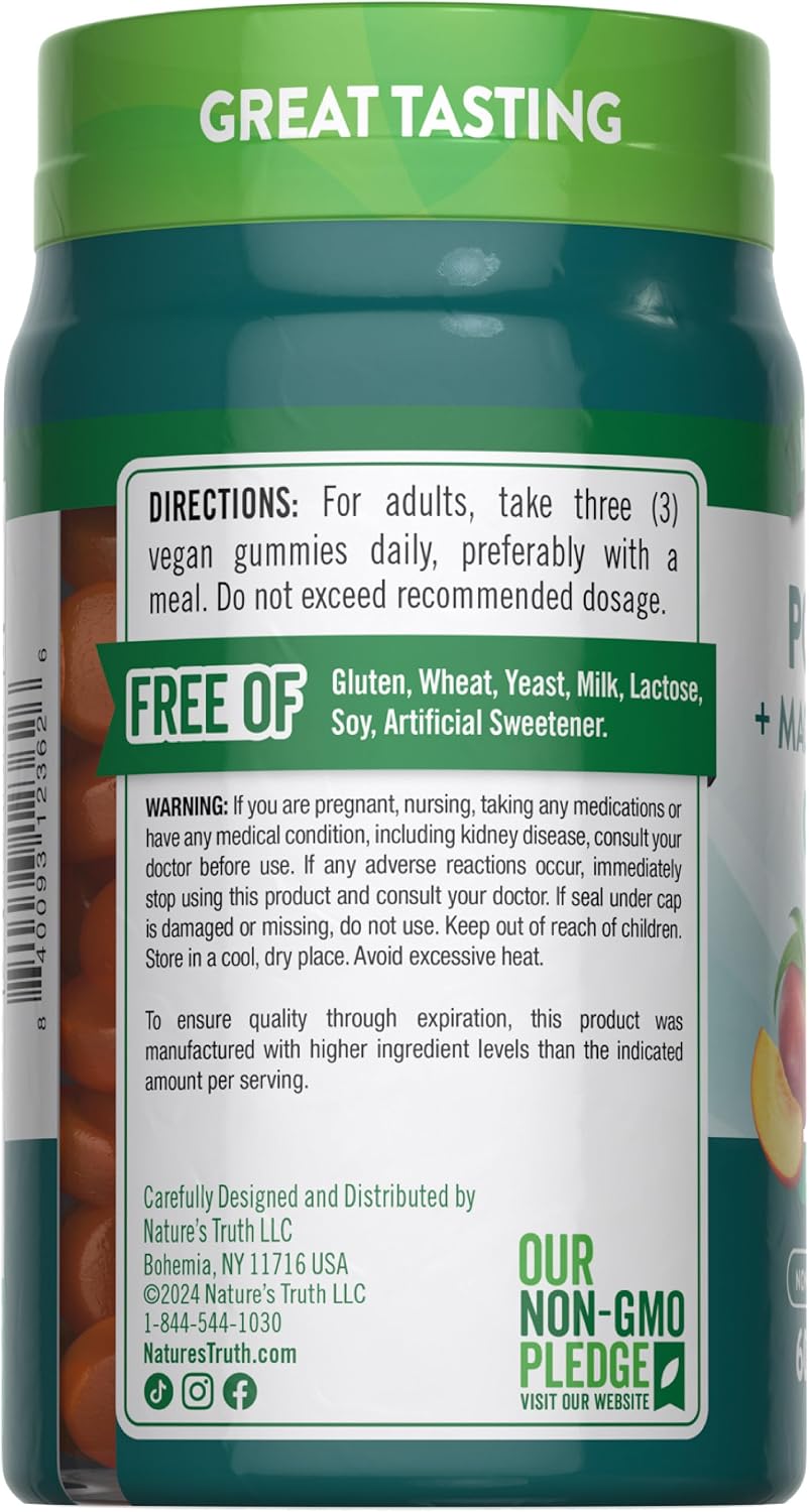 Nature's Truth Gominolas de Potasio y Magnesio con Citrato - 60 Gominolas Veganas, Sin OGM y Sin Gluten