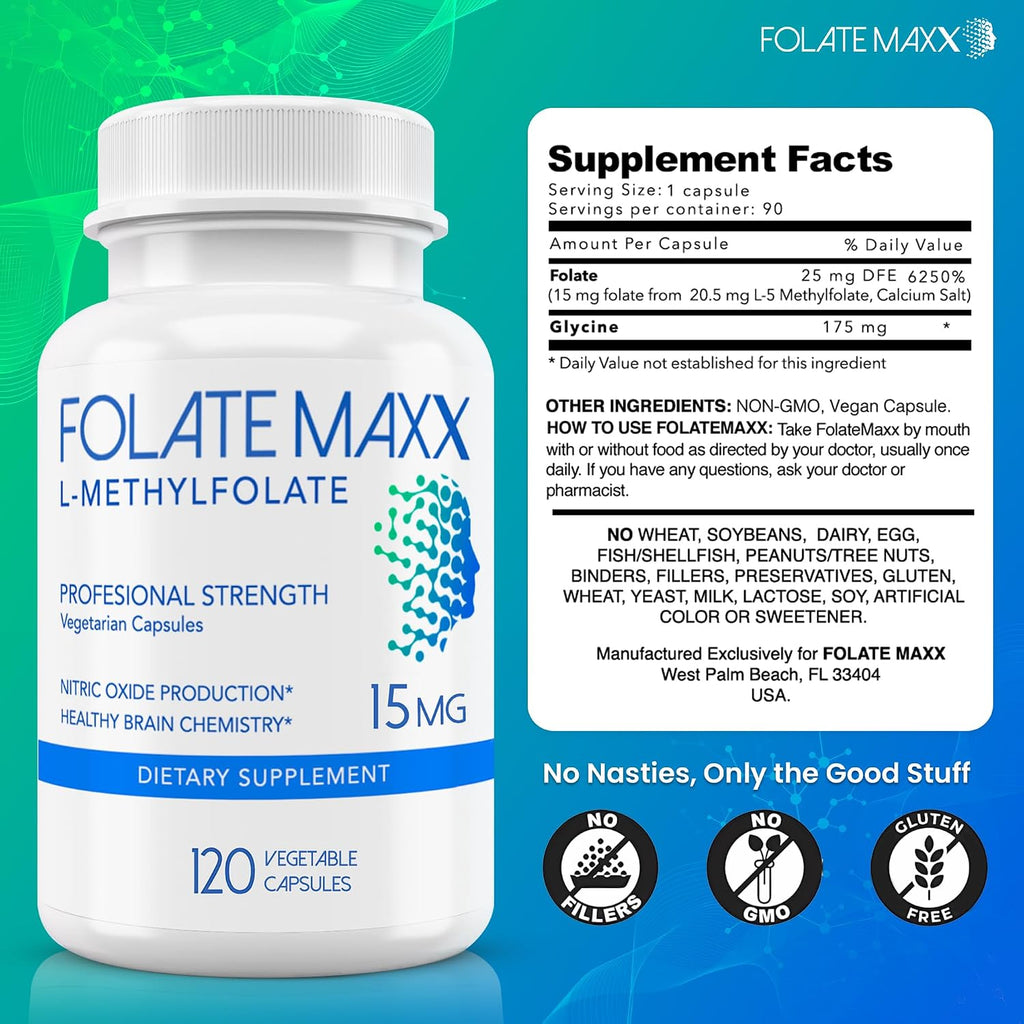 FolateMaxx L-Metilfolato 15 mg, 120 cápsulas