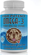 ScruffyPet Aceite de Pescado Salvaje Omega 3 Puro para Perros con Vitamina E - 180 Cápsulas
