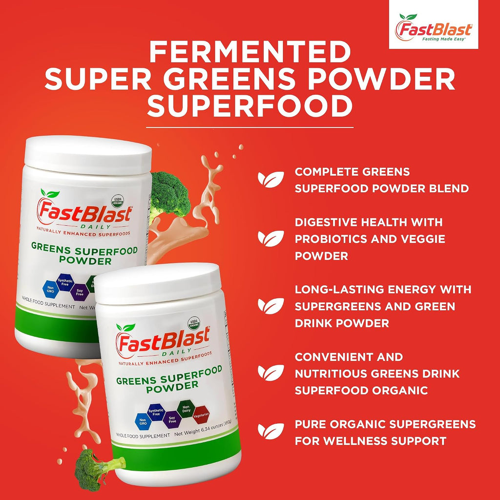 Organic Super Greens Powder con Más de 30 Superalimentos, Probióticos y Enzimas - 180g