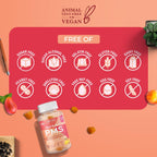SUKU Vitamins - Gomitas PMS con Vitex (Saúz) para Alivio Premenstrual y Menopausia, Sabor Melocotón Mango, 50 unidades