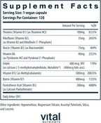 Vital Nutrients B Complex - High Potency Methylated B Vitamins - Vegan - 120 Capsules