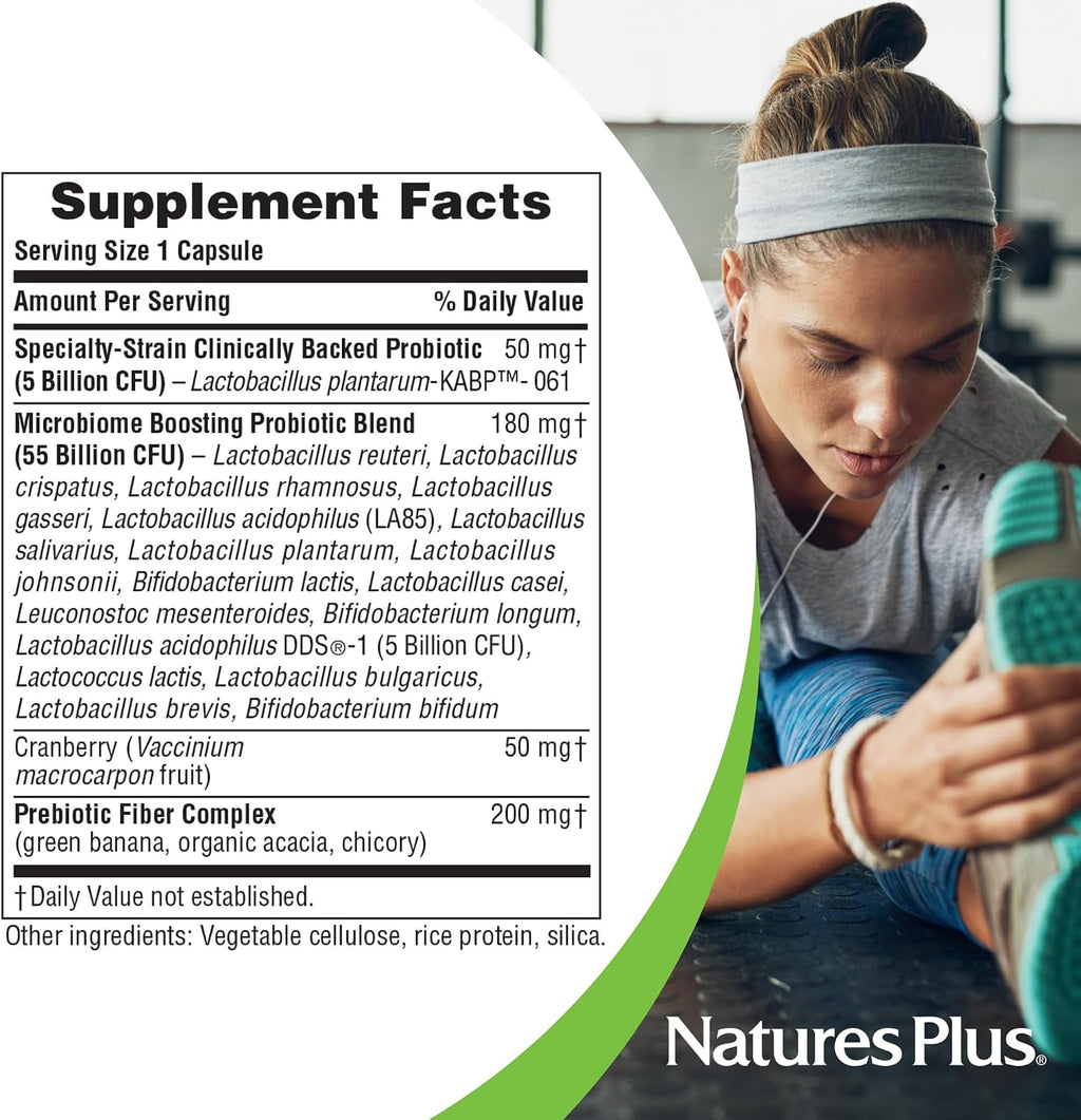 NaturesPlus GI Natural Probiotic Women - 30 Cápsulas - Probiótico Femenino con Arándano Rojo