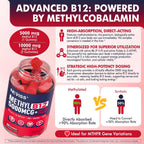 NEVISS Gominolas de Vitamina B12 Metilada 5000mcg con L-Metilfolato, Hierro, B6 y D3 - 2 Envases