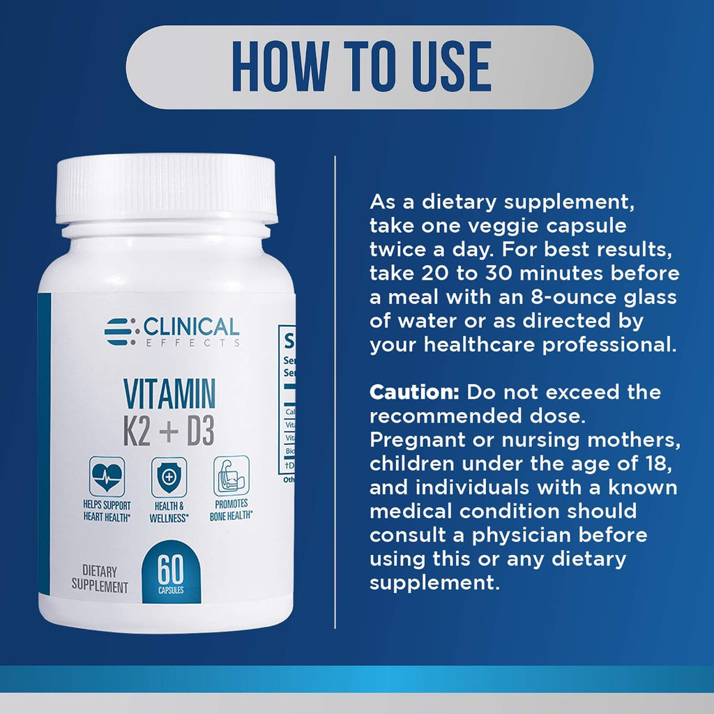 Clinical Effects Vitamina K2 + D3 con Bioperine y Calcio - Pack de 3
