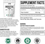 Inositol Powder 8oz, Natural Inositol Supplement for Ovarian Support, Fertility and Hormonal Balance, Pure Inositol Powder, Inositol Supplement for Energy, Brain Health, 454 Servings