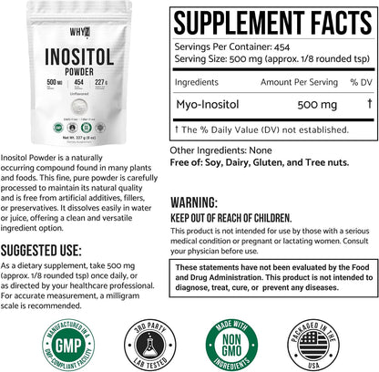 Inositol Powder 8oz, Natural Inositol Supplement for Ovarian Support, Fertility and Hormonal Balance, Pure Inositol Powder, – Image 2