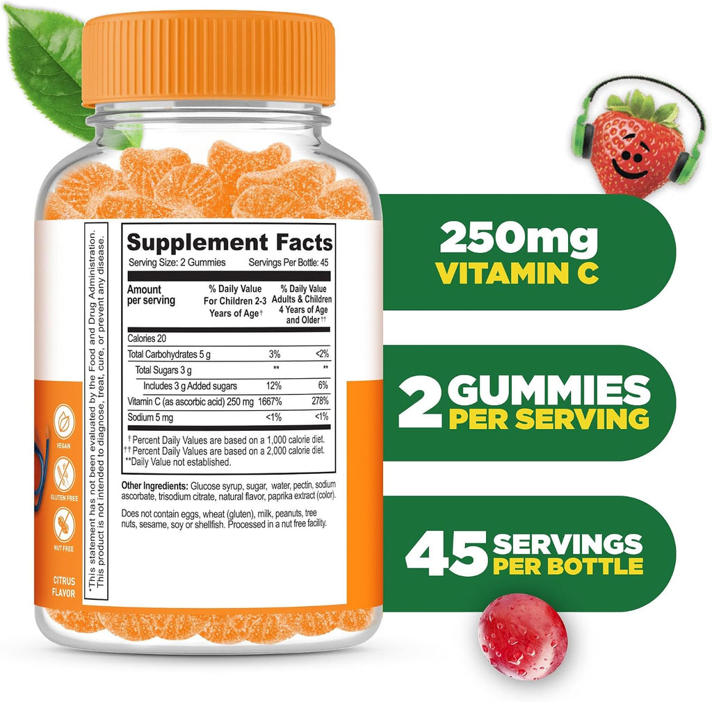 Lifeable Gominolas de Vitamina C para Niños | 250mg | 90 Gominolas