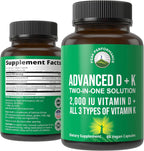 Peak Performance Advanced Vitamin D 2000 IU con Vitamina K1, K2 MK-7 y MK4 - 60 Cápsulas