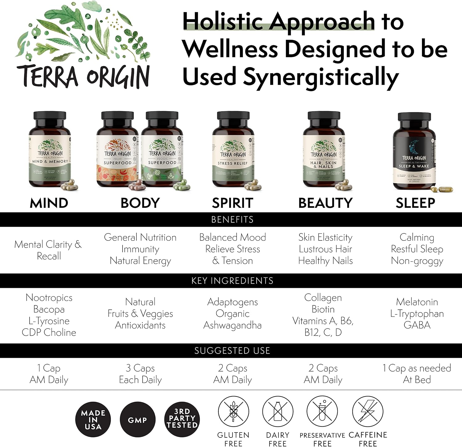 TERRA ORIGIN Veggie Superfood Supplement - 90 Cápsulas Vegetales