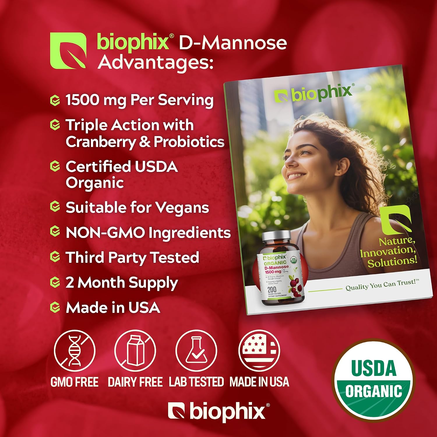 biophix D-Mannose Orgánico 1500 mg, 200 Cápsulas Vegetales