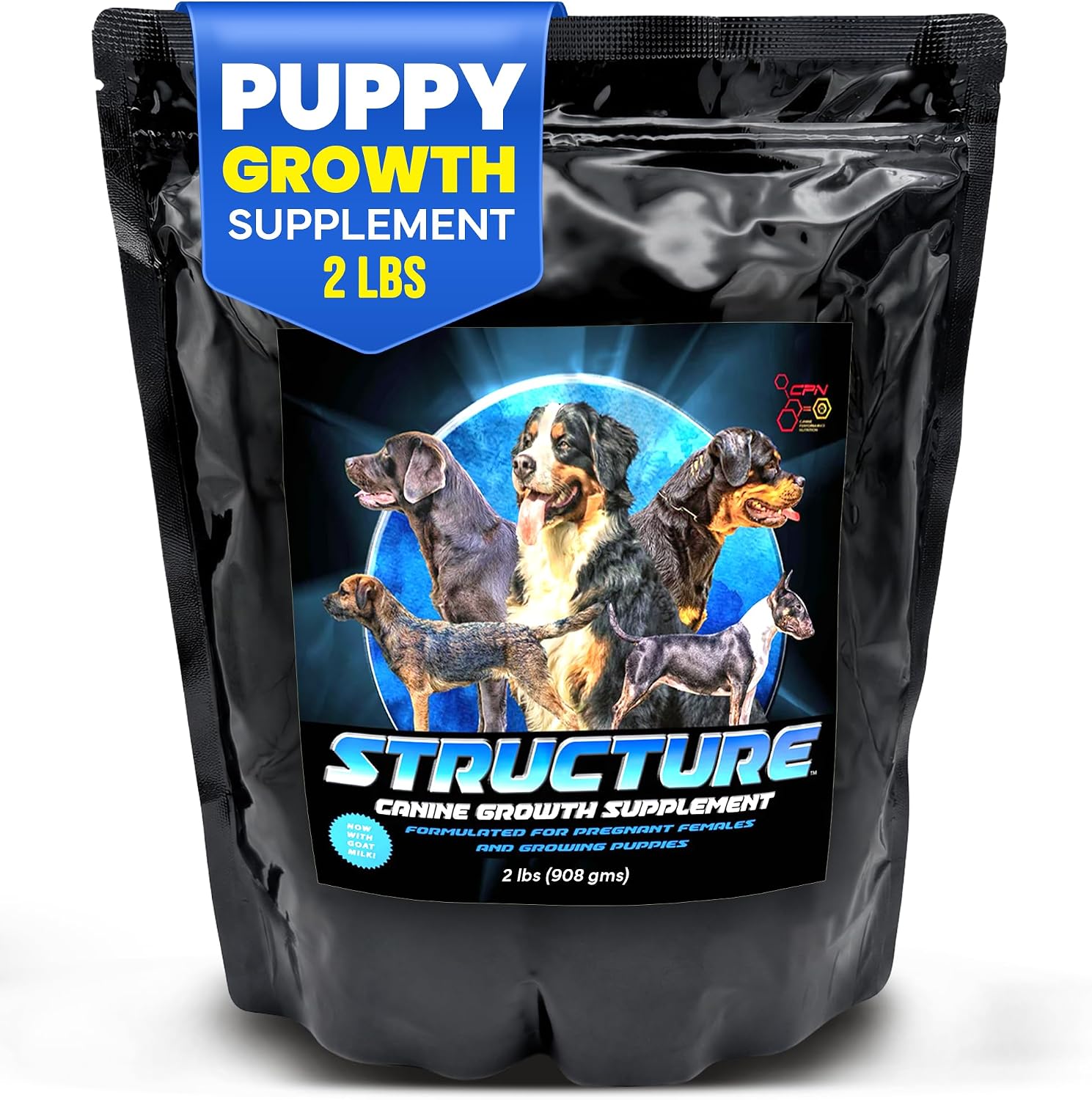 CPN Structure Suplemento para Cachorros y Perras Gestantes con DHA – Apoya el Desarrollo Cognitivo, Muscular y Óseo – Proteína de Huevo y Leche, Probióticos, Enzimas y Omega 3 (907 g)