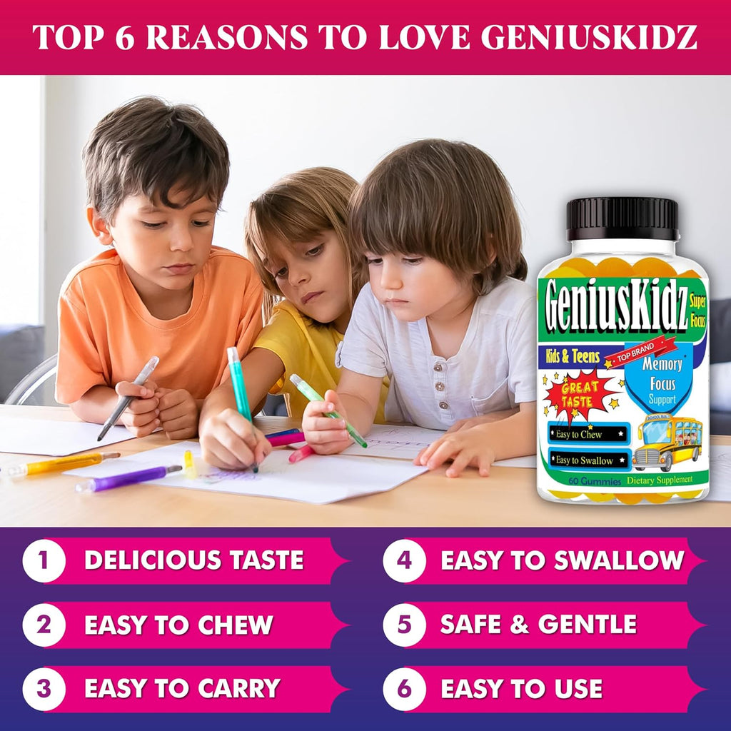 Geniuskidz Omega 3 DHA Gominolas para Niños y Adolescentes - 60 Unidades