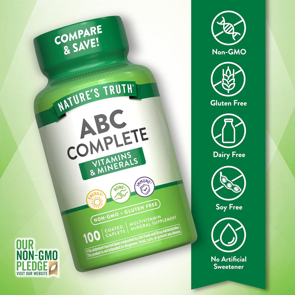 Nature's Truth ABC Complete Multivitamin - Multivitamínico Diario para Hombres y Mujeres - 100 Comprimidos
