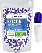 XPRS Nutra Cápsulas Vacías Tamaño 4 - 100 Unidades - Cápsulas de Gelatina Pequeñas para Rellenar (Púrpura/Blanco)