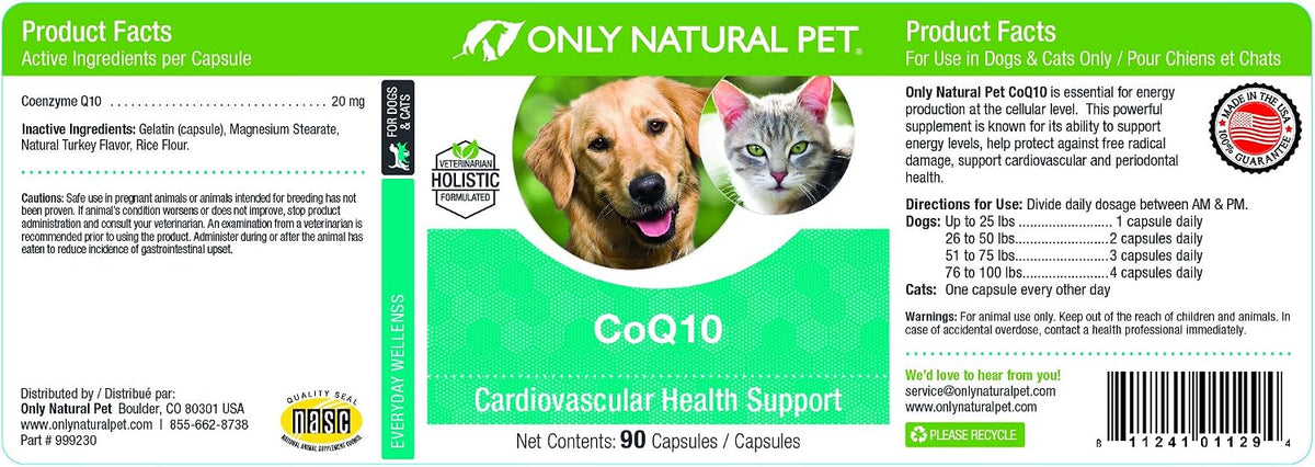 Only Natural Pet Cápsulas de CoQ10 para Perros y Gatos – Suplemento de Coenzima Q10 Ubiquinona – Ayuda a Mantener la – Image 4