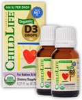 CHILDLIFE ESSENTIALS Gotas Orgánicas de Vitamina D3 para Bebés - 400 UI, Sin Sabor (Pack de 2)