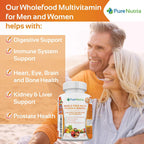 Whole Food Multivitamin with Probiotics and Enzymes - 120 Capsules for Women and Men
