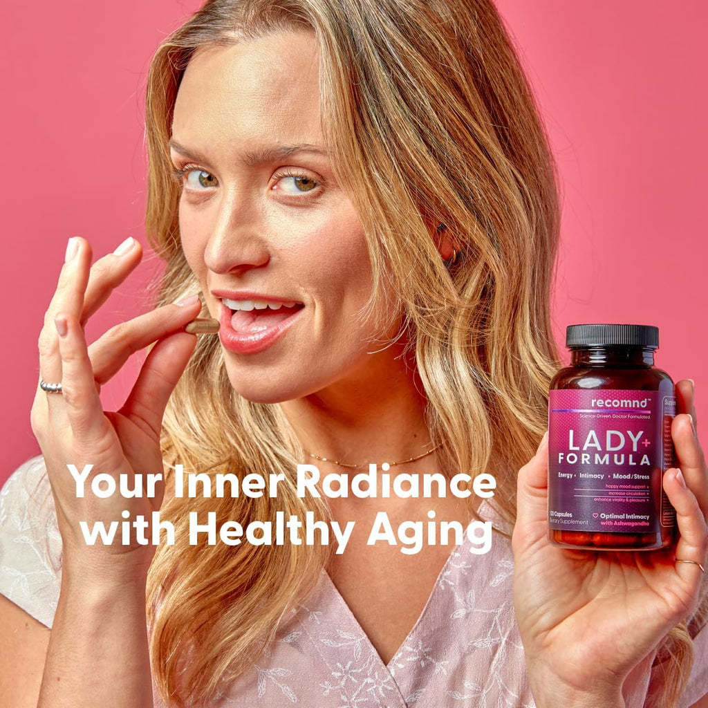 recomnd Lady+ Formula - Multivitamínico para Mujeres con Ashwagandha y Lion's Mane, 120 Cápsulas