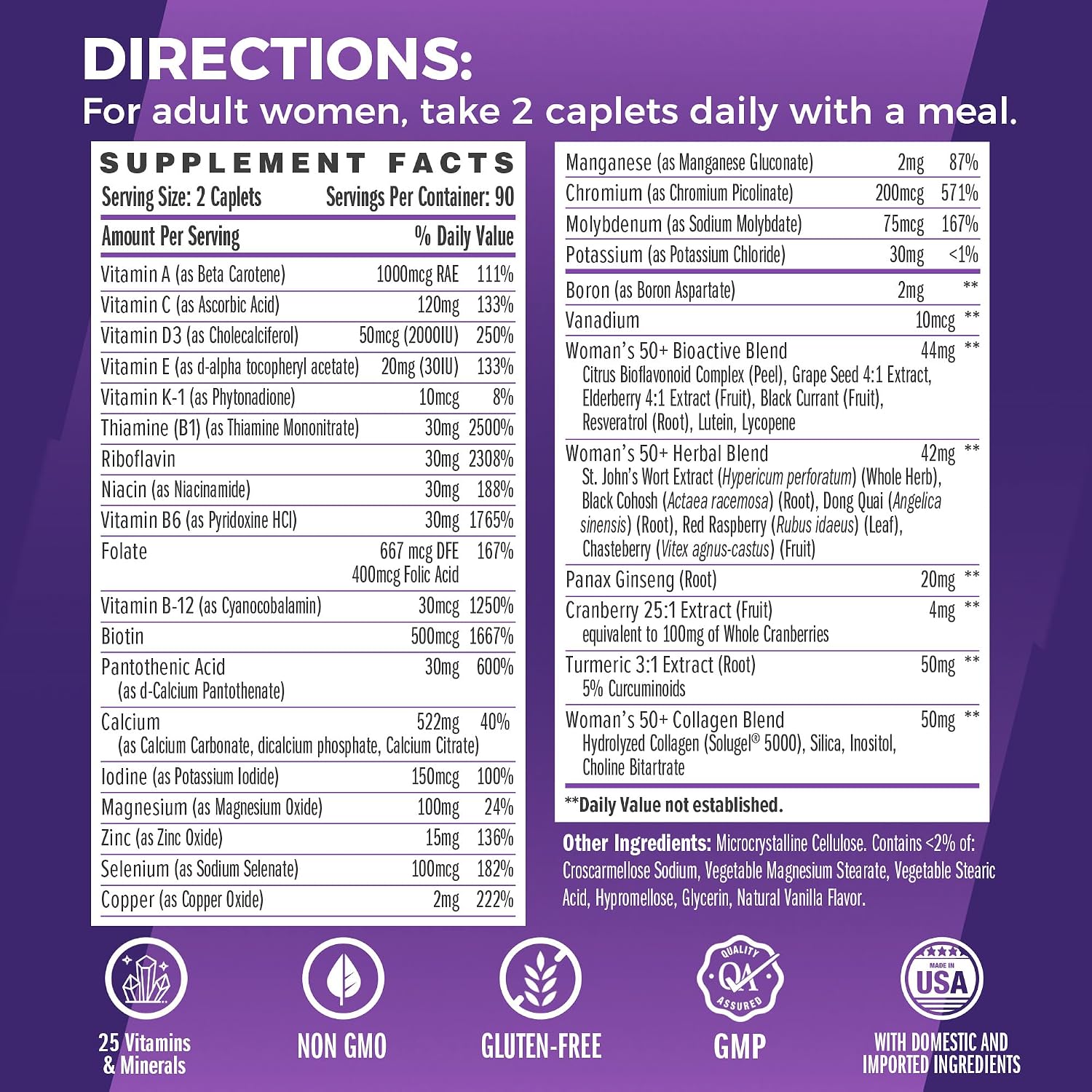 Vitamin World Ultra 360 Multivitamínico para Mujeres 50+ con Minerales y Hierbas, 180 Comprimidos