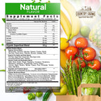 Country Farms Super Greens Sabor Natural, 50 Superalimentos Orgánicos, USDA Organic, Mezcla de Verduras, Frutas, con Fibra, Hongos y Probióticos, Apoya la Energía, 60 Porciones, 900g