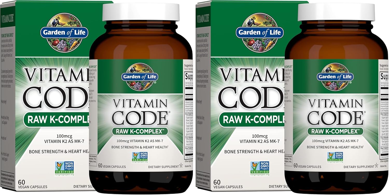 Garden of Life, Raw Vitamin Code K Complex orgánico, 60 cápsulas vegetales