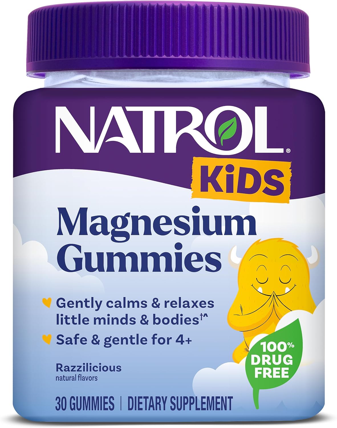Natrol Kids Magnesium Citrate Gummies, Apoyo al Sueño, Frambuesa, 30 Unidades