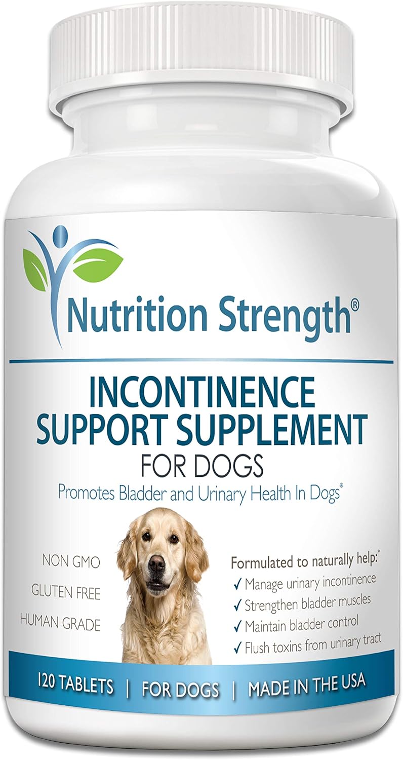 Nutrition Strength Suplemento para la Incontinencia en Perros, Apoyo Orgánico para el Control de la Vejiga, 120 Comprimidos Masticables