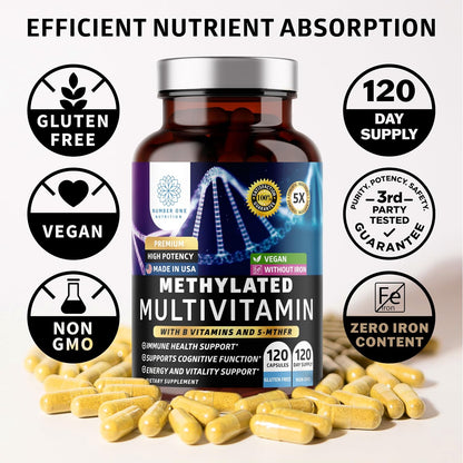Number One Nutrition Multivitamínico – Metilcobalamina (B12 activa): Participa en la formación de glóbulos rojos y – Image 7