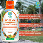 Mega Premium Liquid Multivitamin - 110 Ingredientes, Vitamina C, D3, Zinc, Sabor Naranja, 32 Servicios