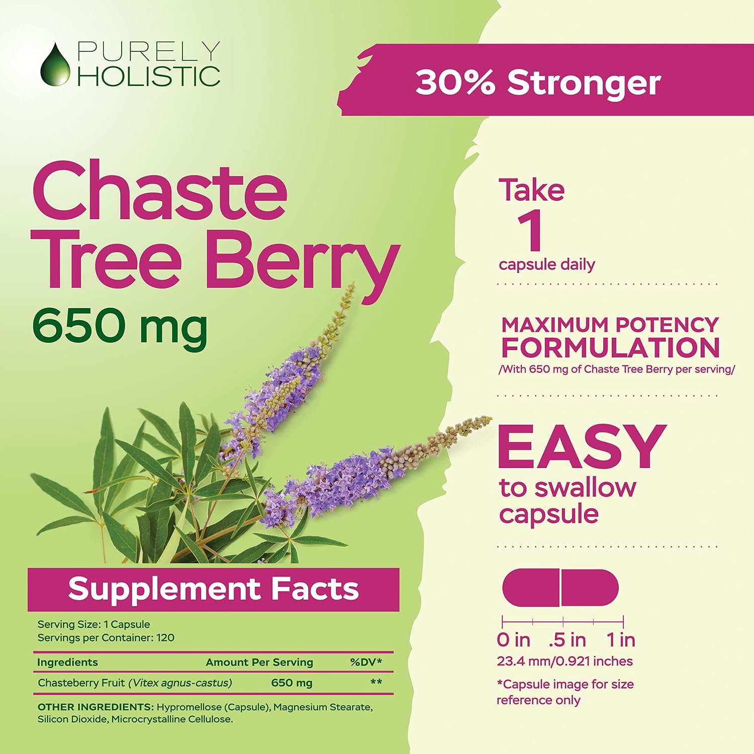 Purely Holistic Vitex 650mg - 120 Cápsulas Veganas