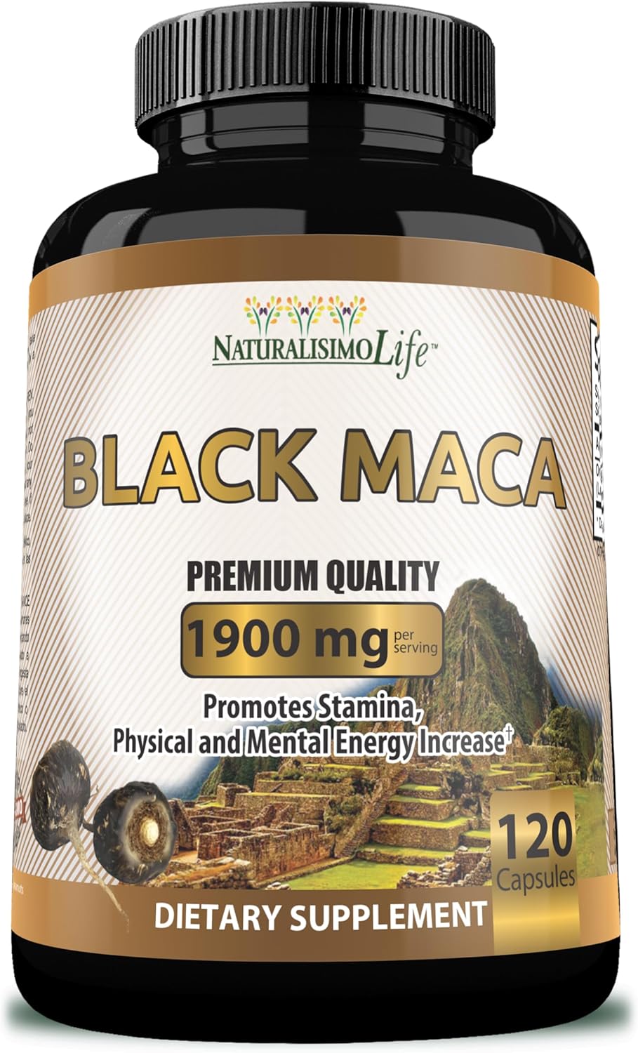 Maca Negra Orgánica 1.900 mg por Ración - Energía Natural Peruana - 120 Cápsulas