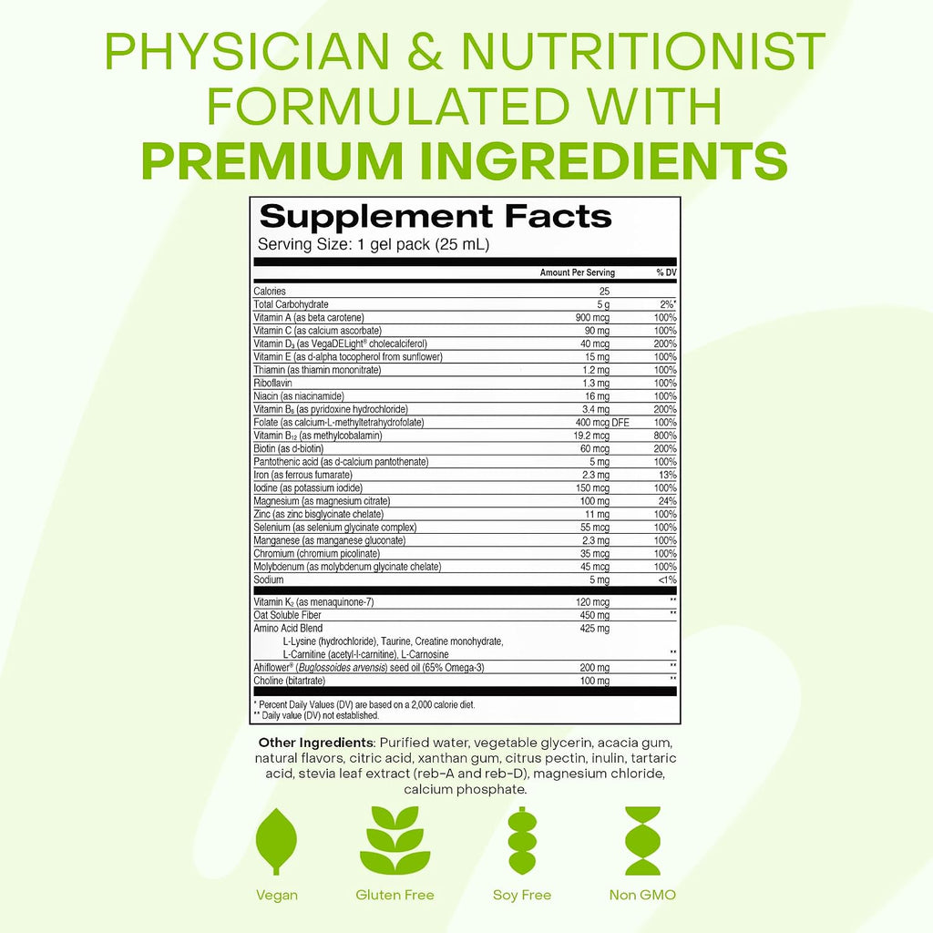 Healthycell Multivitamínico Diario Vegano Líquido con Hierro y Omega-3 - 30 Geles
