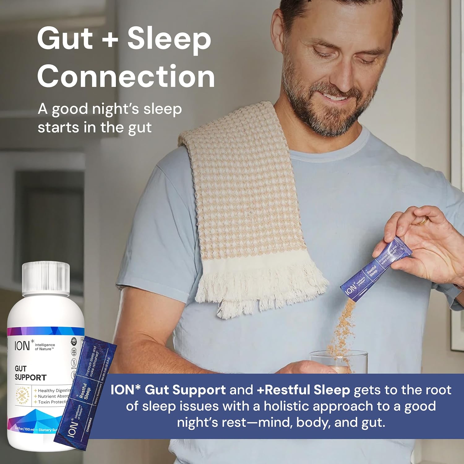 ION* Restful Sleep - Mezcla en polvo para dormir con Ashwagandha, Magnesio y L-Teanina - 5 sobres