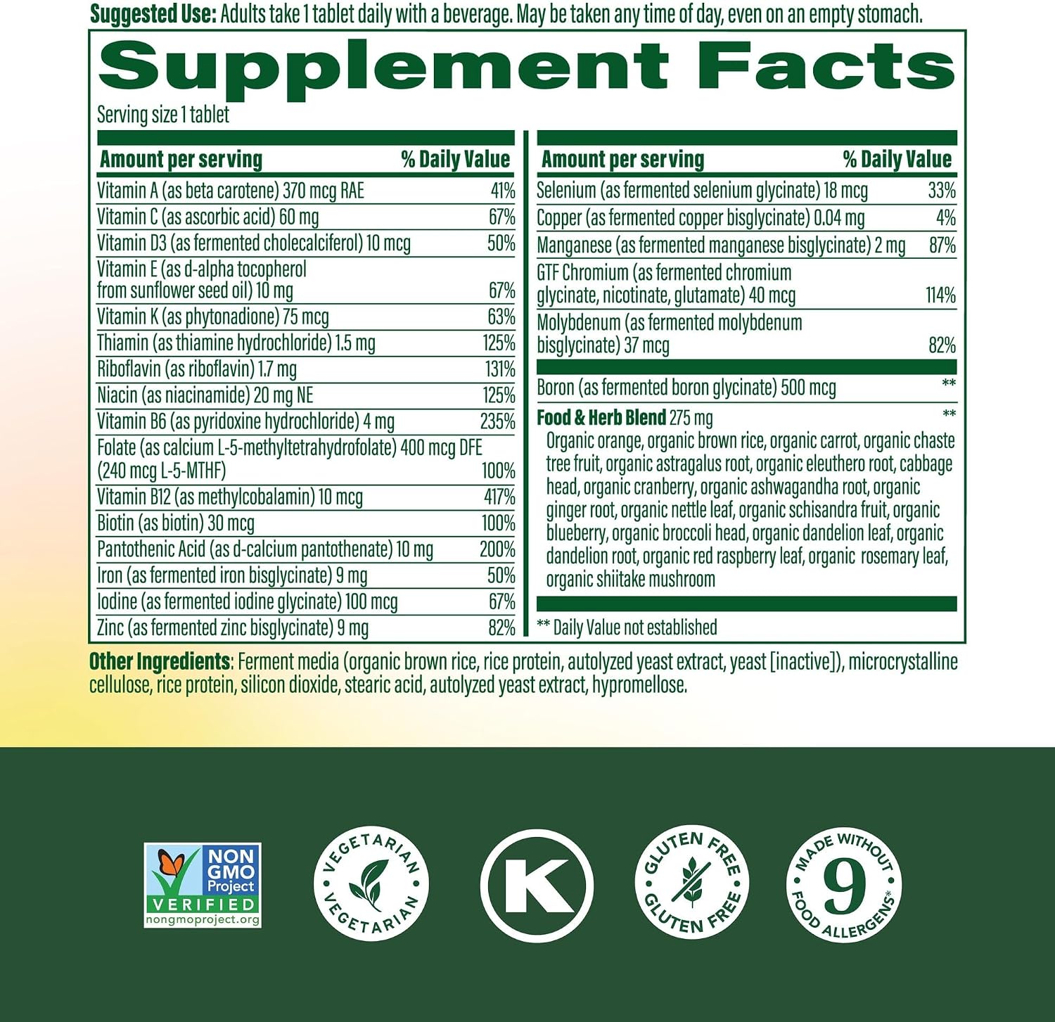 MegaFood Multivitamínico para Mujeres Once Daily