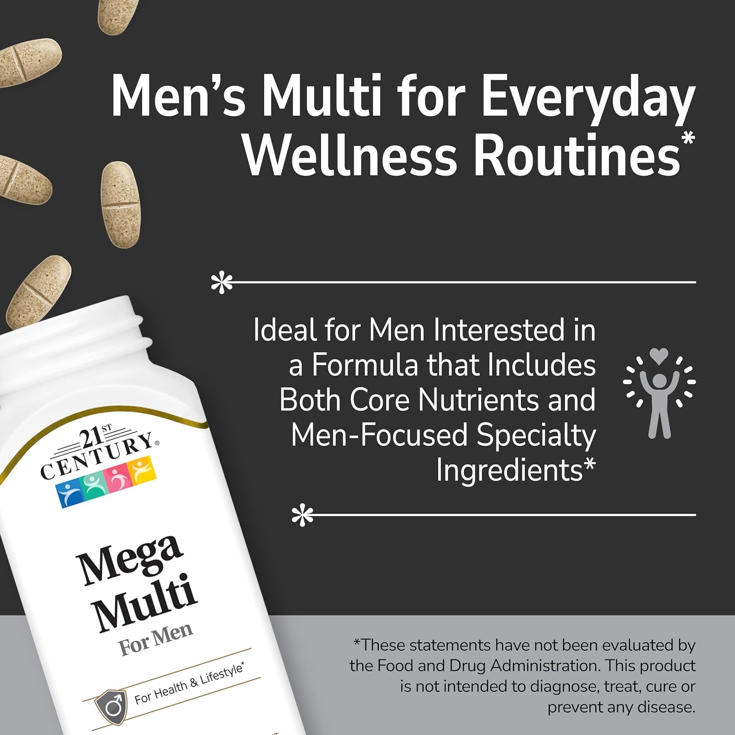 21st Century Mega Multi for Men - Multivitamínico con Saw Palmetto y Ginseng, 90 Tabletas