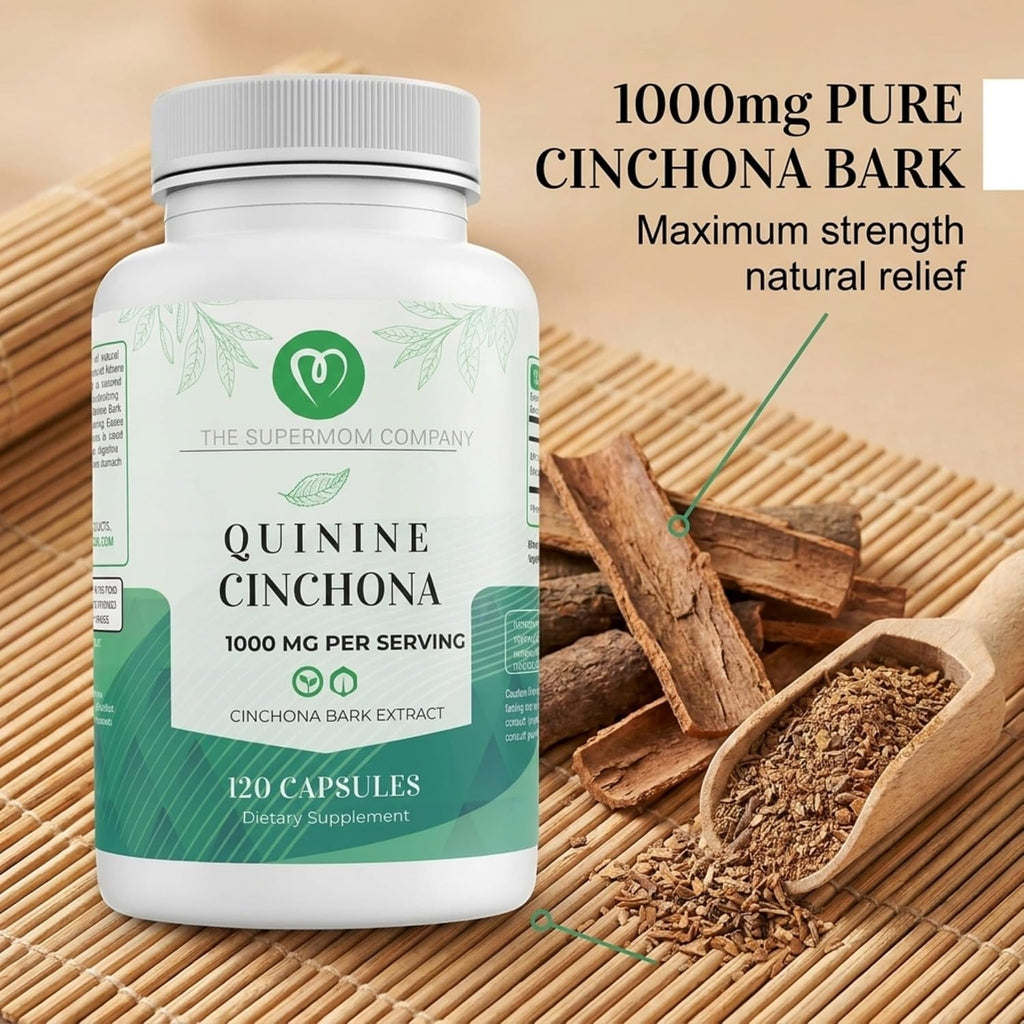 Quinine Cinchona Bark Extract 1000 mg – Suplemento Herbal para Calambres Musculares, Digestión y Sistema Inmunitario – 120 Cápsulas, No GMO