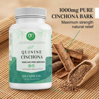 Quinine Cinchona Bark Extract 1000 mg – Suplemento Herbal para Calambres Musculares, Digestión y Sistema Inmunitario – 120 Cápsulas, No GMO